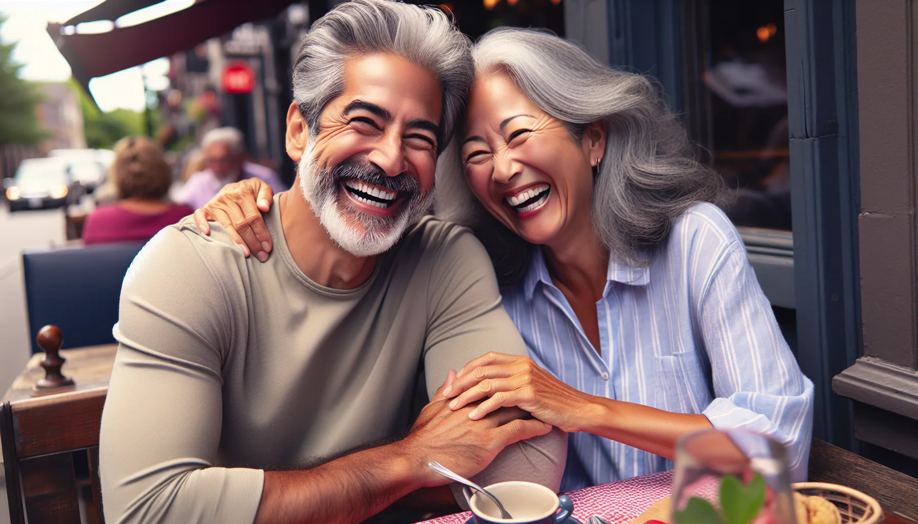 Couple mature partageant un cafe lors d'un rendez-vous