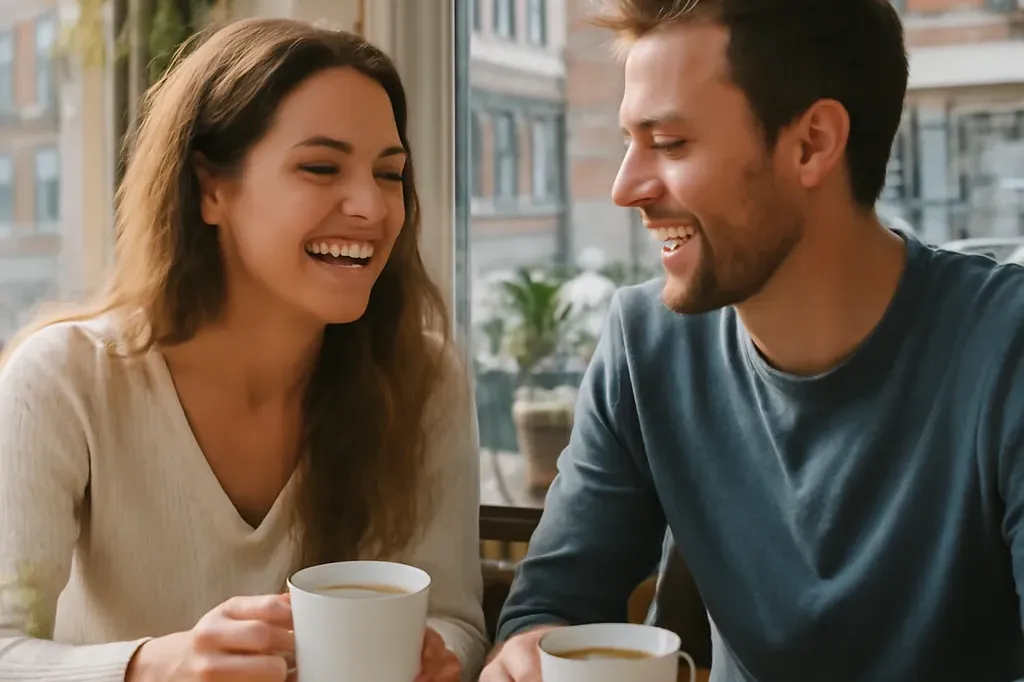 Couple lors d'un premier rendez-vous dans un café de Montréal