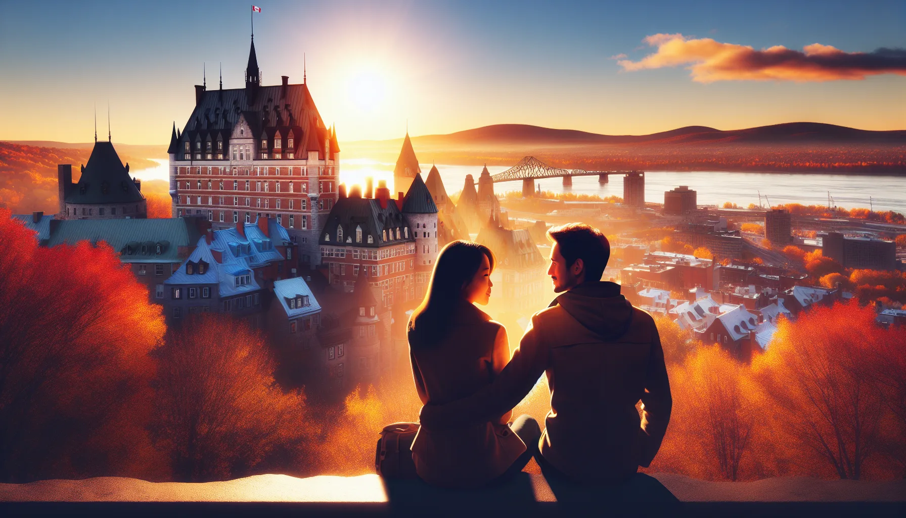 Paysage romantique du Quebec avec vue sur le fleuve Saint-Laurent