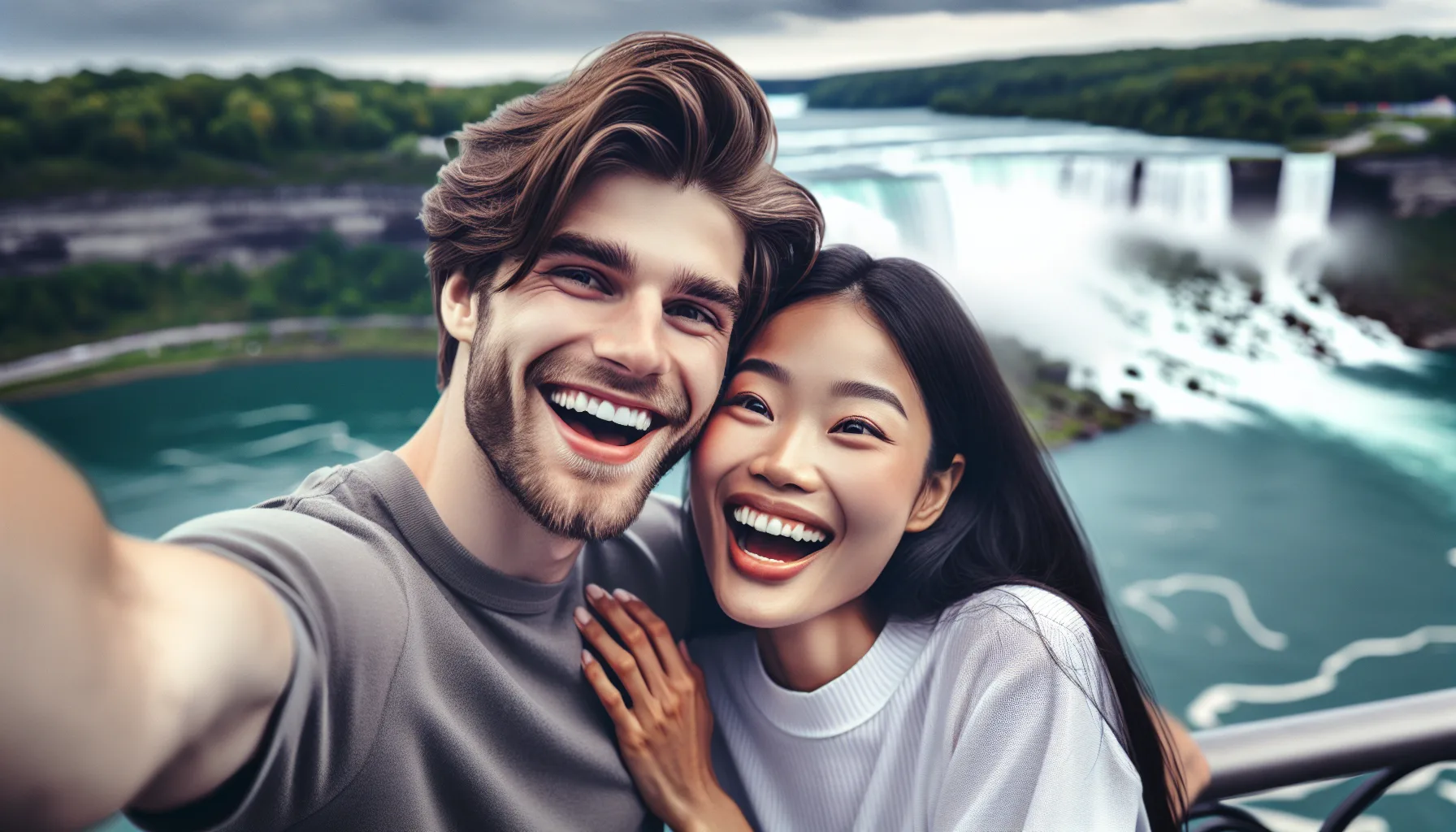 Couple canadien heureux utilisant une application de rencontre